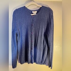 Talbots 80% silk blue button down sz M